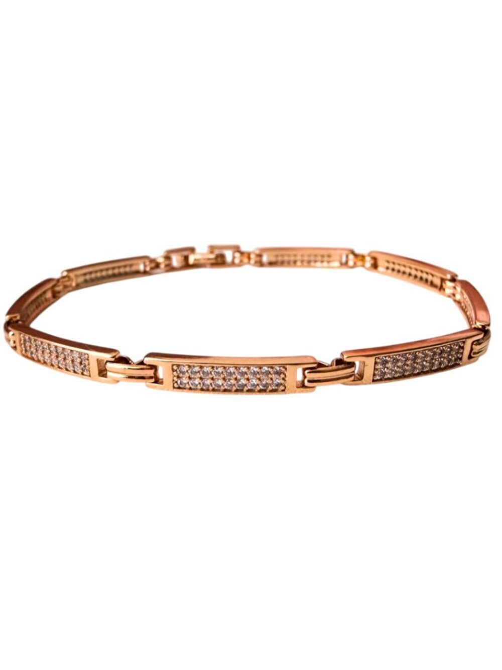 Elegant CZ Bar Link Bracelet – Rose Gold Plated | Pave Crystal Minimalist